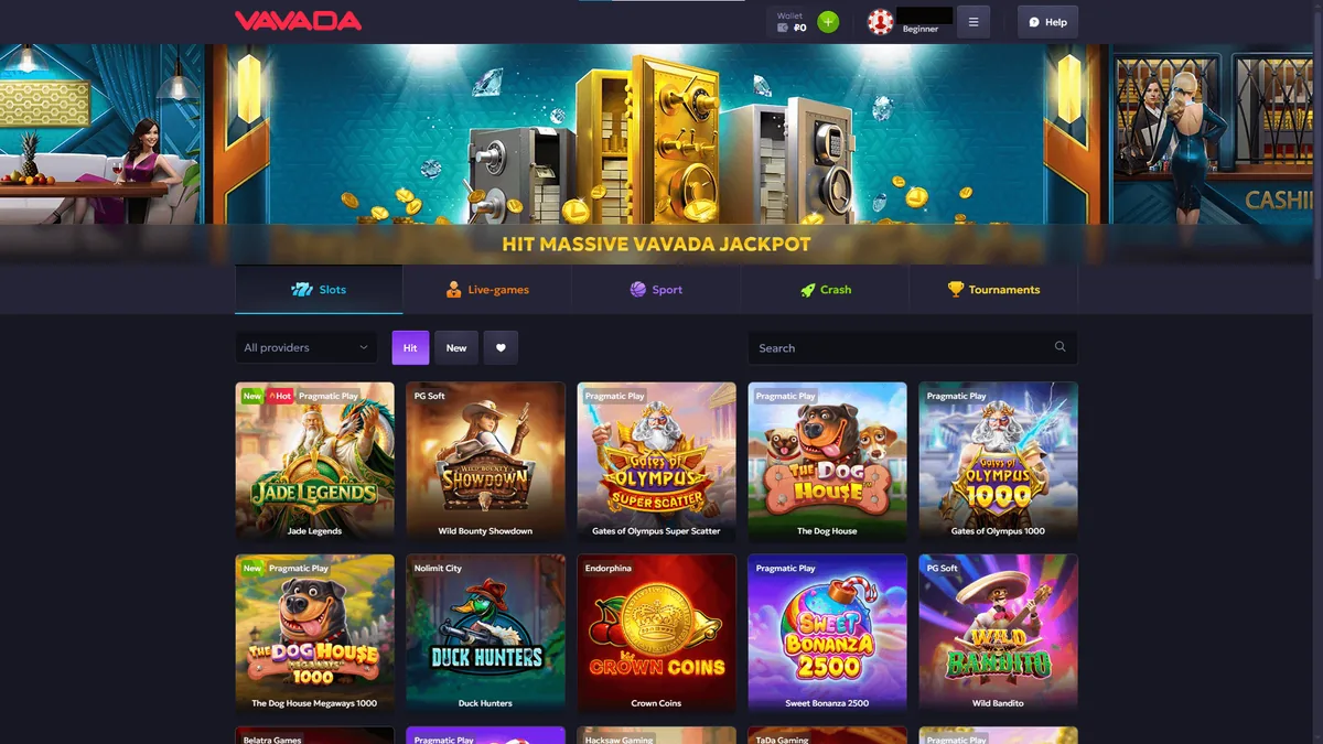 Vavada slot oyunları kütüphanesi ekran görüntüsü